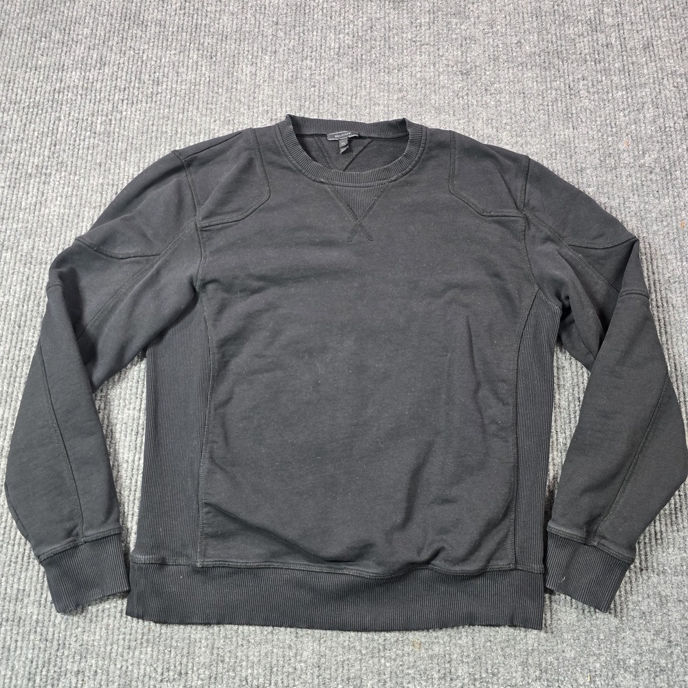 Belstaff Sweater Mens XL Black Pullover Crew Neck Fleece Heavyweight Stretch